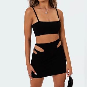 Edkited Cut Out Mini Skirt And Crop Top With Buckles